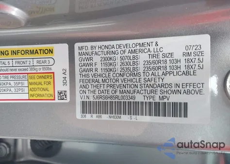 2024 Honda Cr-V Hybrid Sport-L from USA, damaged, VIN 5J6RS6H85RL003349